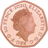 Gold Proof Elizabeth II Pound Sterling 50 Pence  Coin Without Box obverse