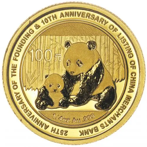2012 Mixed Bullion Panda 25th Anniversary Of The China Merchants Bank  Coin Without Box Without Cert China People's Bank of China 2 Coins reverse gold 