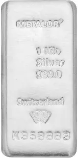 Metalor 1kg Cast Silver Bullion Bar - Ex-Vaulted