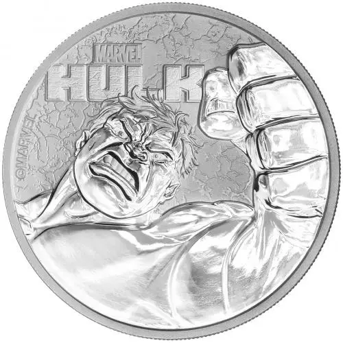 2019 Hulk 1 oz Silver BU Marvel Coin - Pre-Owned reverse