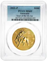 2021 Gold Graded 1 oz Lunar 'Year of the Ox' Coin PCGS MS-69
