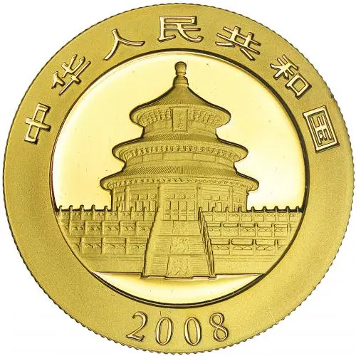 2008 Gold Panda 0.5 oz Bullion Coin obverse