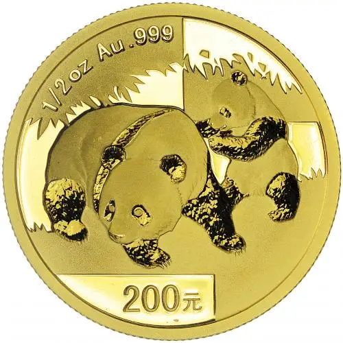 2008 Gold Panda 0.5 oz Bullion Coin reverse