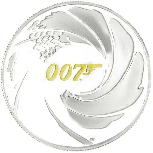 2020 Silver Proof 1 Ounce 007 James Bond Elizabeth II 1 Dollar  Coin With Box Without Cert Tuvalu Perth Mint reverse