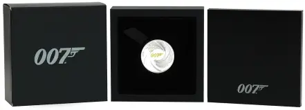 2020 Silver Proof 1 Ounce 007 James Bond Elizabeth II 1 Dollar  Coin With Box Without Cert Tuvalu Perth Mint display