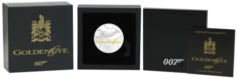 2020 007 James Bond 'Gun Barrel' 1 oz Silver Proof Coin - Pre-Owned display