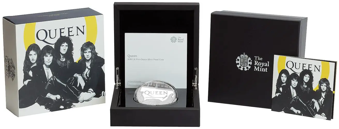 2020 Music Legends 'Queen' 1 oz Silver Proof Coin - Pre-Owned display box
