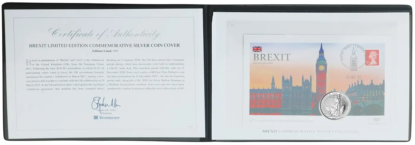 2020 Silver Bullion 1 Ounce Britannia Brexit  Coin PNC with Cert United Kingdom The Royal Mint inner