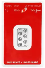 Silver Bullion 5 Gram  Bar Pre-Owned Heraeus reverse chards image crop