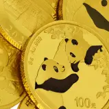 Chinese 8g Panda Gold Bullion Coins - Minty group stack chards image cropped photo