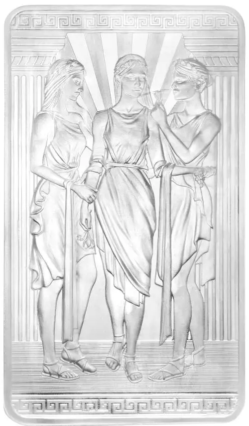 Silver 10 Ounce Three Graces  Bar In Sleeve The Royal Mint reverse