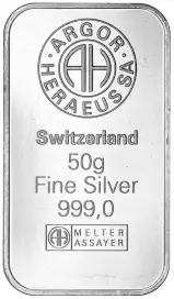 50g Silver Bar Argor Heraeus Pre-Owned
