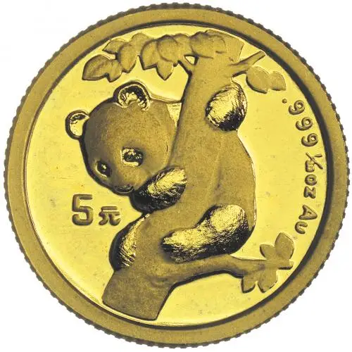 1996 Gold Bullion 0.05 Ounce Panda  Coin  reverse