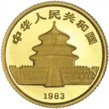 1983 Gold Bullion 0.05 Ounce Panda  Coin Single China People's Bank of China obverse