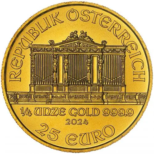 2024 Gold Bullion 0.25 Ounce Philharmonic  Coin Single Austria Austrian Mint obverse