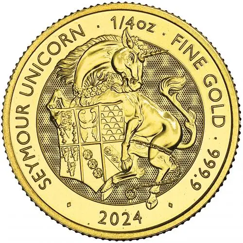 2024 Gold Bullion 0.25 Ounce Tudor Beasts Seymour Unicorn Coin reverse