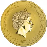2014 Gold Bullion 1 Ounce Kangaroo Nugget $100  Coin  obverse