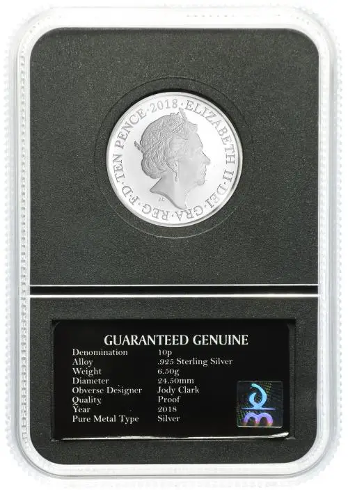2018 Silver Proof The A to Z of Great British 10p coins James Bond 10 Pence  Coin Presentation Case United Kingdom The Royal Mint obverse