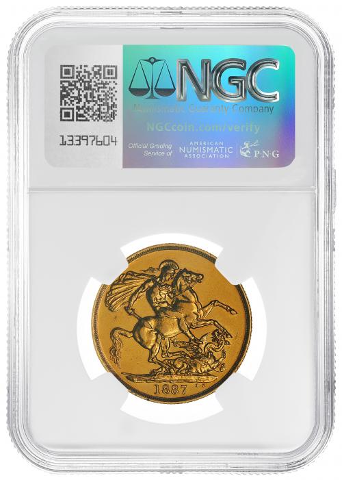 NGC-XF 45 1887 ヴィクトリア　ジュビリーヘッド　 1/2クラウン 1887 Gold Double Sovereign Victoria Coin - NGC | Chards