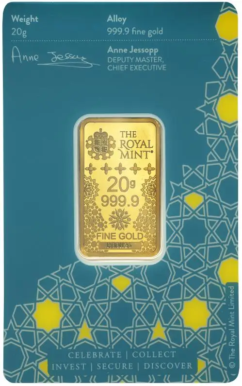 Kaaba 20g Gold Bar - The Royal Mint obverse