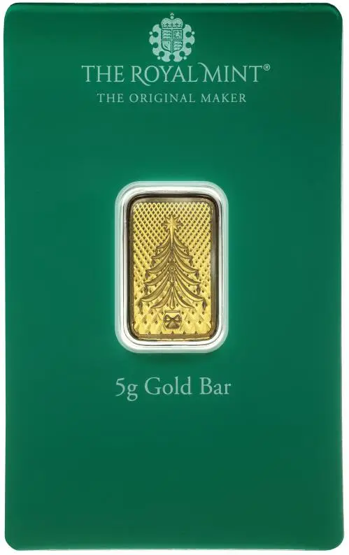 5g Christmas Tree Gold Bullion Bar reverse