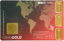 Cash gold  Gold Bullion 3 x  1 gram Minted  Bar In Card Pre-Owned Turkey obverse