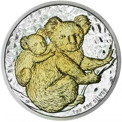 2008 Australian Koala 1 oz Silver Guilded Bullion Coin reverse