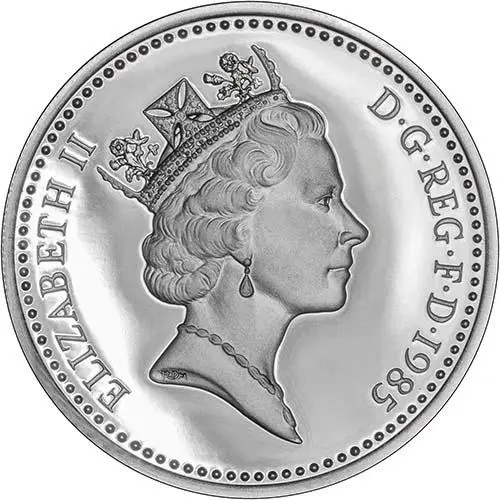 1985 UK Coin £1 Silver Proof Welsh Leek Pound Sterling 25024