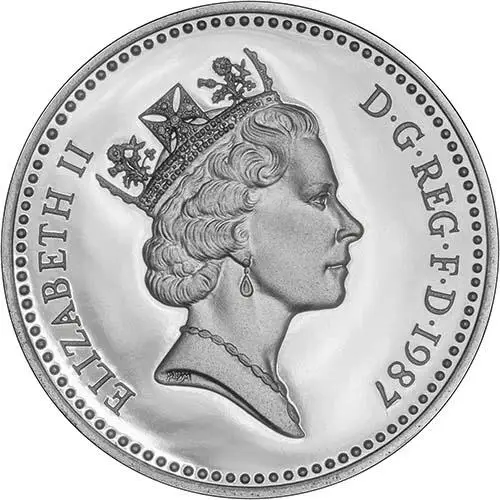 1987 UK Coin £1 Silver Proof English Oak Tree Pound Sterling 21421