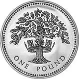1987 UK Coin £1 Silver Proof English Oak Tree