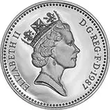 1987 UK Coin £1 Silver Proof English Oak Tree Pound Sterling 21421