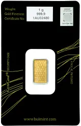Bulmint 1g Minted Gold Bullion Bar obverse