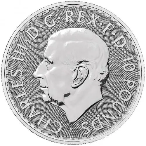 2025 Silver Britannia 10 oz Bullion Coin Obverse TRM image crop