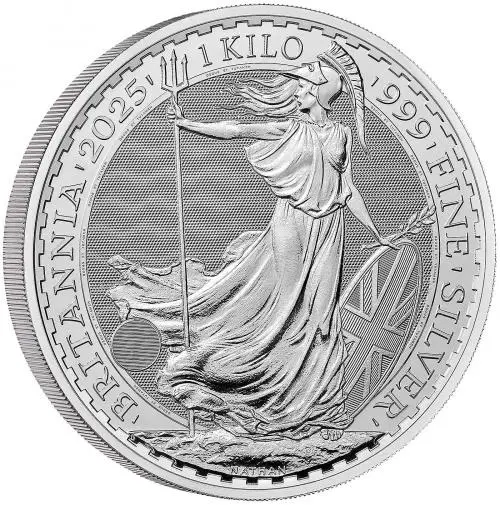 2025 Silver Britannia 1 Kg Bullion Coin TRM reverse side image 