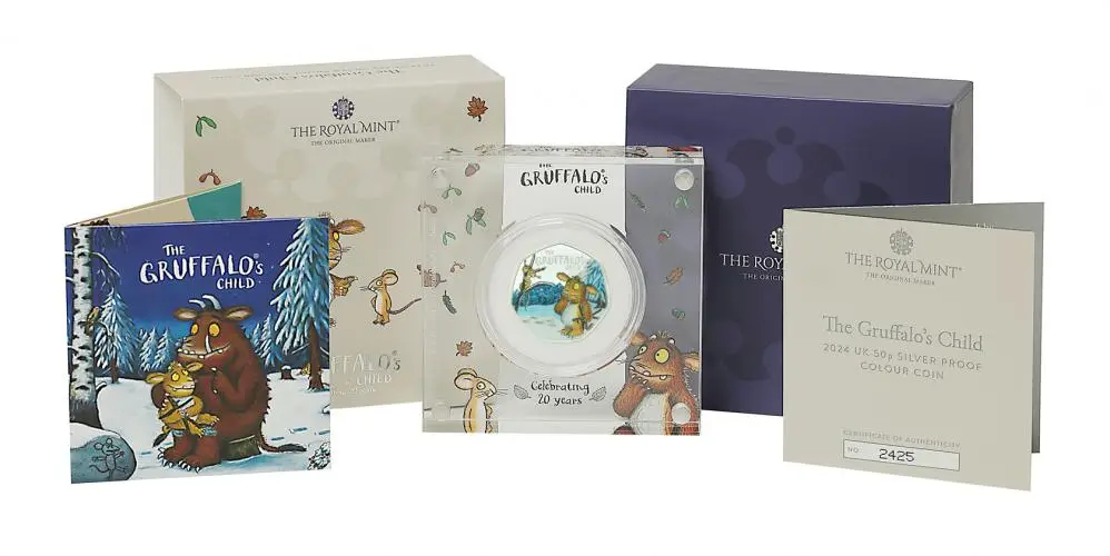 2024 The Gruffalo's Child Silver Proof 50p Coin reverse in display display collection