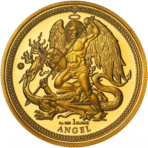 2018 Gold 1 Ounce Isle of Man Angel  Coin reverse