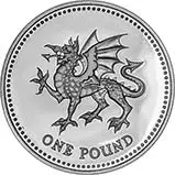1995 UK Coin £1 Silver Proof Welsh Dragon