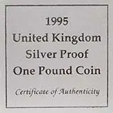 1995 UK Coin £1 Silver Proof Welsh Dragon Pound Sterling 24175