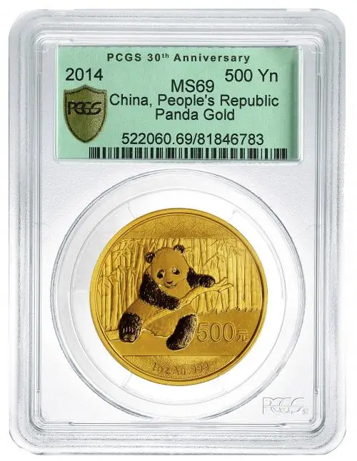 2014 Gold Graded 1 Ounce Panda  Coin Single China PCGS MS-69 reverse