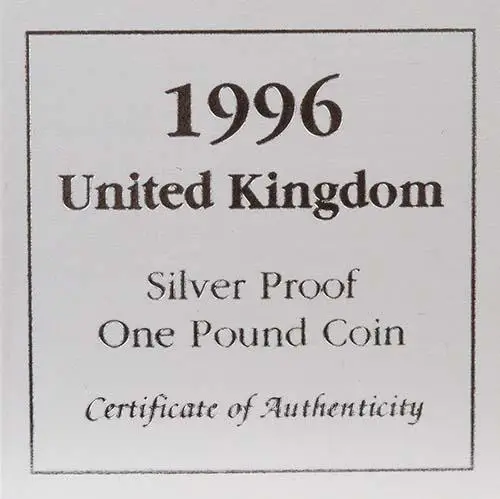 1996 UK Coin £1 Silver Proof Celtic Cross Pound Sterling 24652