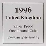 1996 UK Coin £1 Silver Proof Celtic Cross Pound Sterling 24652