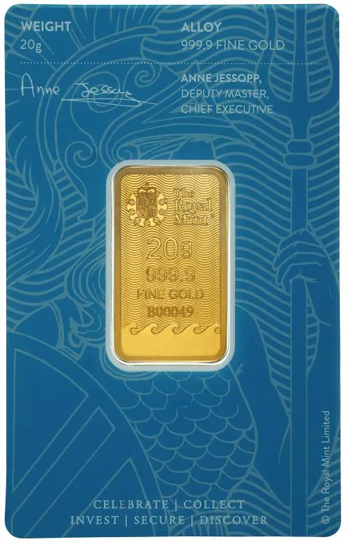 The Royal Mint 20g Britannia Gold Minted Bullion Bar (Pre-Owned) obverse