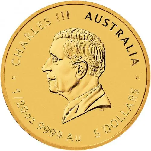 2025 Gold Bullion 0.05 Ounce Lunar Charles III Year of the Snake Australian Dollar $5  Coin Single Australia Perth Mint Obverse TPM image