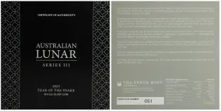 2025 Australian Year of the Snake 10 kg Silver Bullion Coin cert