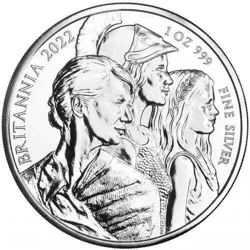 2022 Britannia Three Ages BU 1 oz Silver Britannia Pre-Owned reverse