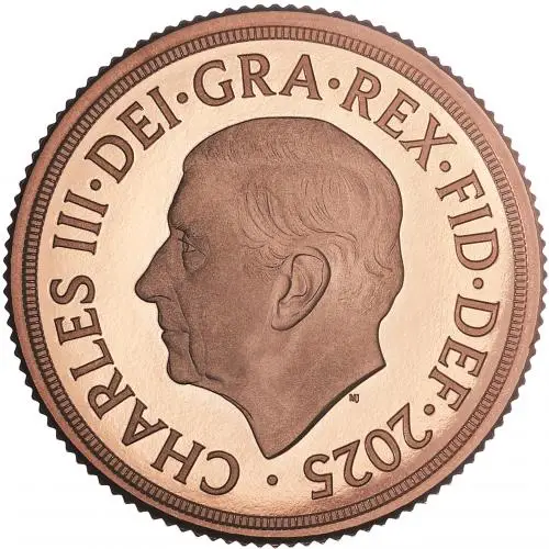 2025 Gold Proof Piedfort Sovereign Coin obverse
