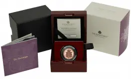 2025 Gold Proof Piedfort Sovereign Coin display