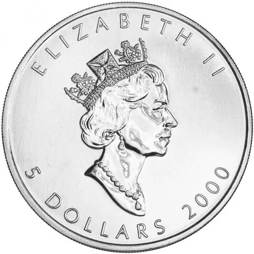 2000 Canadian Maple Leaf 1 oz Silver Bullion Coin Firework Privy Mark obverse