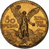 1944 Gold Bullion Mexican 50 Pesos Coin - Pre-Owned