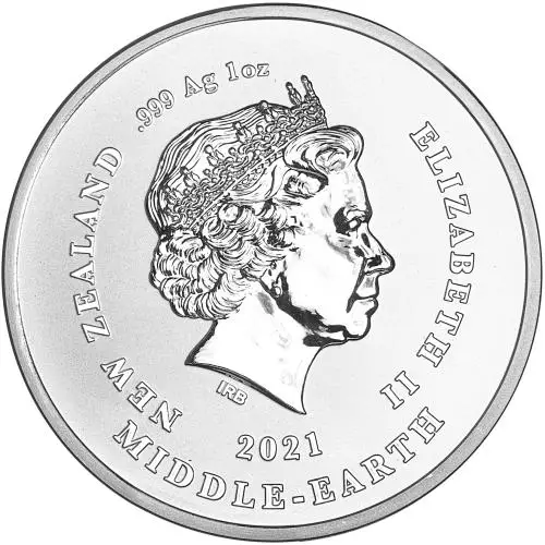 2021 The Lord Of The Rings - Gandalf Silver Bullion 1 Ounce Elizabeth II Fellowship Of The Ring 1 Dollar  Coin Single New Zealand obverse